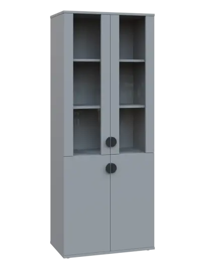 TN 5 - 7DS kancelářská skříň, 4-dveřová/prosklená, 1822x720x400, šedá